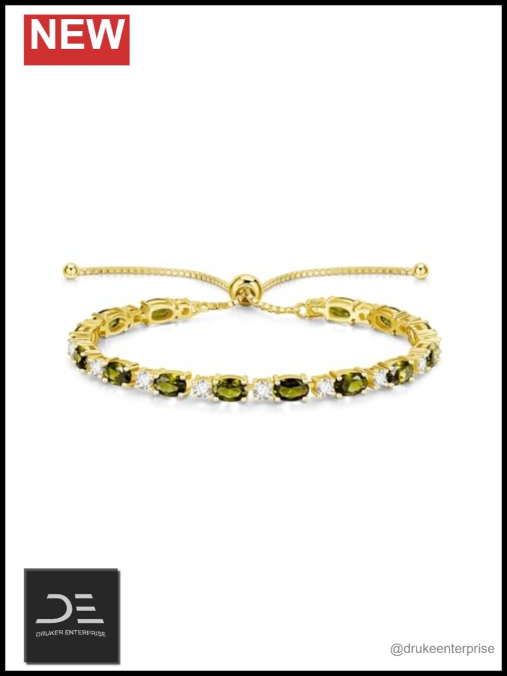 14K Gold Plated Sterling Silver Adjustable Tennis Bracelet Fine Jewelry